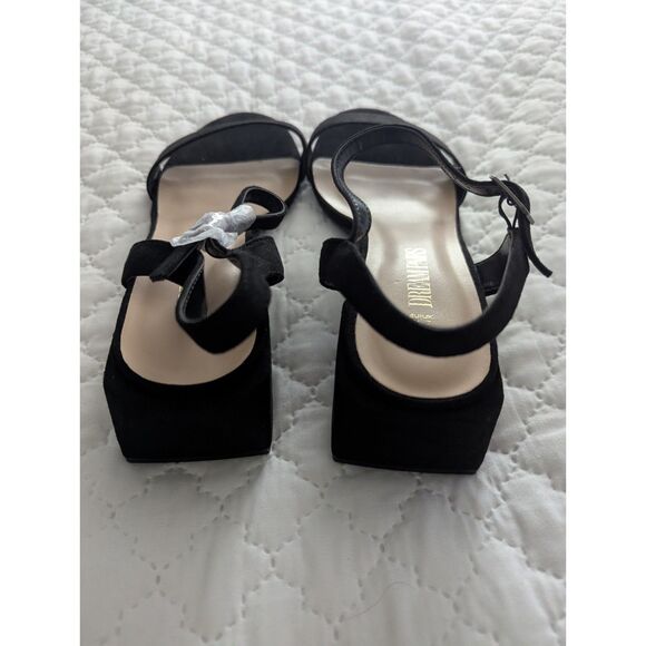 👡 DREAM PAIRS Low Heels Ankle Strap Block Heel Black Suede Sandals Size 9 - Picture 5 of 9